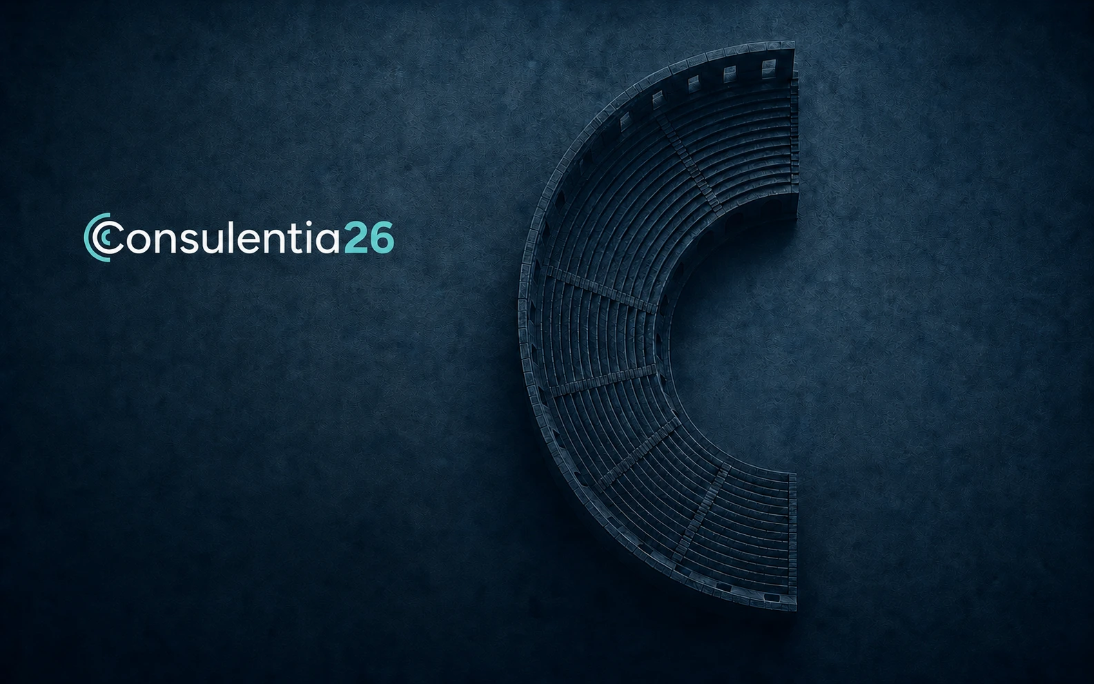 Consulentia26 — logo e anfiteatro